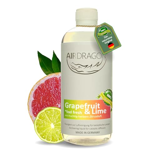 AIRDRAGON GRAPE & LIME - katalytischer Raumduft ohne künstliche Duftstoffe - natürlicher Raumduft mit naturreinem ätherischem Duft-Öl für jede katalytische Lampe 1000 ml - Made in Germany