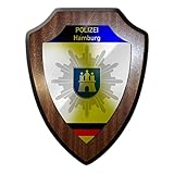 16x20 cm Wappenschild Wandschild Polizei Hamburg Wappen Abzeichen Cops Dienstzeit Polizist Tafel Holzwappen #23083