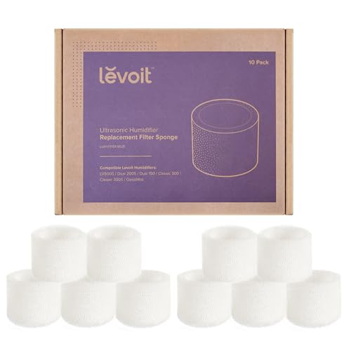 LEVOIT 10-Pack Top Fill Humidifier Replacement Filters for Improved Humidification - Suitable for Classic160, Dual150, Dual200S, Classic300(S), LV600S, OasisMist450S, Superior6000S