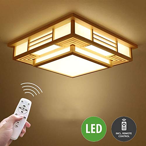 Preisvergleich Produktbild SNJNYJ Japanische Deckenlampe, Stufenlos Dimmen LED Massivholz Deckenleuchten Kreative Geometrie Tatami Deckenbeleuchtung Wohnzimmer Schlafzimmer Hängelampe Leuchte