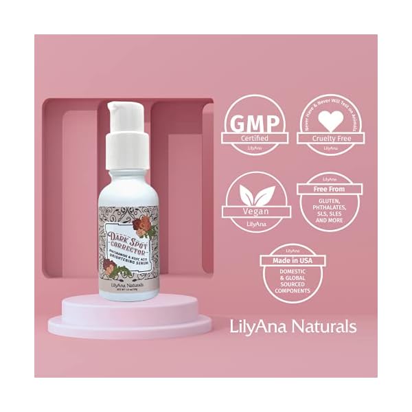 Dark-Spot-Corrector-by-LilyAna-Naturals-Dark-Spot-Remover-for-Face-with-Niacinamide-and-Kojic-Acid-Brighten-and-Reduce-Dark-Spots-1oz-1-Pack LilyAna Naturals Dark Spot Corrector - Dark Spot Remover for Face - Brightening Face Serum for Women and Men - Niacinamide and Licorice Root -1oz