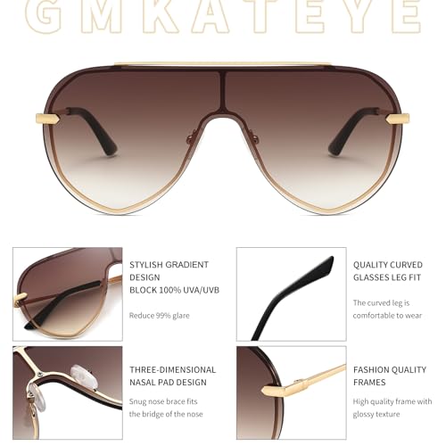 Chic Oversized Shield Sunglasses Womens Trendy, Designer Stylish UV Protection Sun Glasses Large Frame Shades4