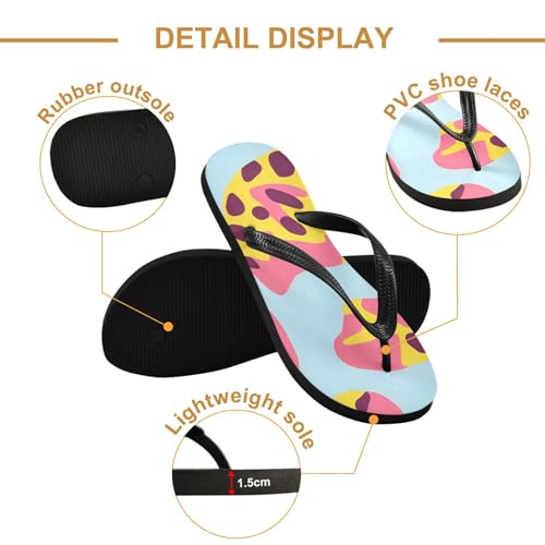 Cute Pink Yellow Leopard Print Flip Flop Beach Summer Casual Sandal for Women & Men Shower Shoes 208608682