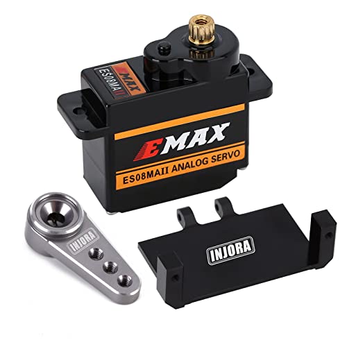 INJORA RC Servo Moteur Direction Servo avec Support de Montage e Servo Bras Horn pour maquettes de Bateaux RC Axial SCX24 Upgrade Parts (Gris) Cover