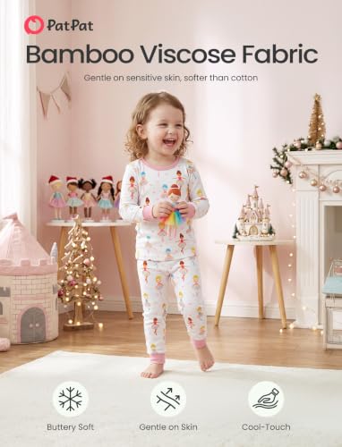 Image of PATPAT Toddler & Kids Pajama Sets with Bamboo Viscose, Snug Fit Pjs for Girls, All-Season Comfort Sleepwear, Ages 2-12 Years