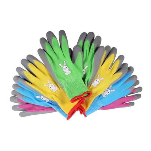 CIYODO Adorable Boys and Girls' Gloves 4 Pairs of Garden Gloves for Gardening Cleaning Outdoor Sports Comfort Resistant