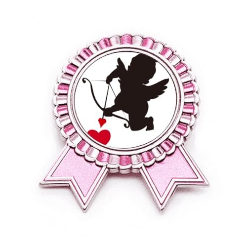 Broche cœur Cupidon en métal rose taille M pour égayer un vêtement fade