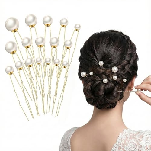 18 Pcs U-Shaped Pearl Hair Pins for Wedding Bridal Hair