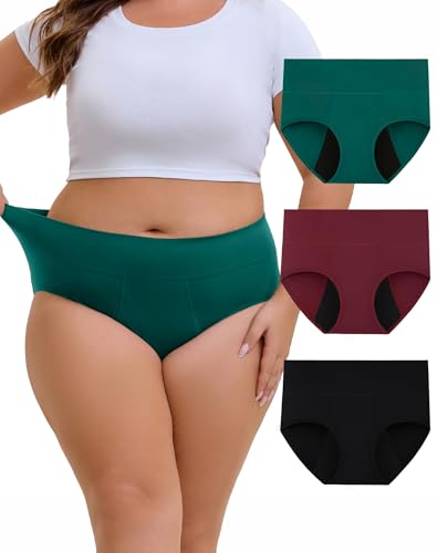 Image of INNERSY Women's Plus Size Period Underwear High Waist Heavy Flow 3-Pack