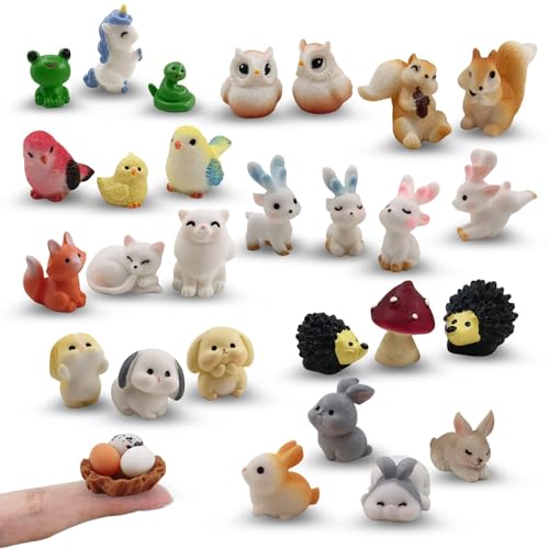 30 Pcs Tiny Resin Animals to Hide Mini Forest Animals...
