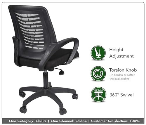 Image of NGFC Ergonomic Office Chair for Home & Study - Height Adjustable Revolving Chair with Tilt Lock Mechanism, High Comfort Seating, and Net Back Design (Grey)