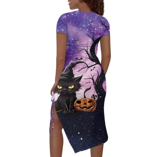 Image of Short Sleeve Dress for Women,Sexy Bodycon Dress,Plus Size Slit Dress,String Design s-4xl