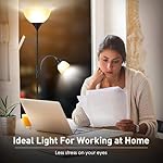 Floor Lamp, Standing Lamp, Torchiere Floor Lamp with Adjustable Reading Lamp, 71" Tall Pole Lamps, 3 Way Switch, Plastic Lampshade, Corner Floor Lamps for Living Room, Bedroom(E26 Base, No Bulb)-Black - Image 5