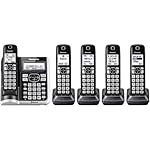 PANASONIC-Link2Cell-Bluetooth-Cordless-Phone-System-with-Voice-Assistant-Call-Blocking-and-Answering-Machine-DECT-60-Expandable-Cordless-System-5-Handsets-KX-TGF575S-Silver