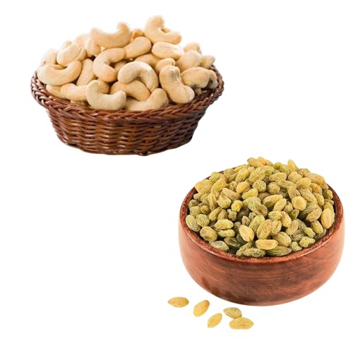 Image of RAJTILAK Dry Fruits Combo Pack of 2 | Whole Cashews Nuts & Seedless Green Raisins | Kaju & Kishmish | Nuts & Dry Fruits | Healthy & Tasty | Pack of 2x10g Each