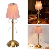 CHENBOOW Lampe de Chevet Tactile,Bow Lamp Lampe de Bureau Rechargeable,Lampe de Table à Nœud,avec Abat jour en Tissu,LED Ancienne Lampe de Bureau Charge,pour Table de Chevet,Bureau,Chambre