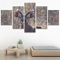 SIGNWIN 5 Panel Canvas Wall Art Animals Deer Modern Artwork for Home Decorations Ready to Hang - 60