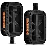 自転車ペダル 2個セット 14mm対応 フラットペダル ノンスリップ 反射板付き 防水 ユニバーサルフィット 大人用自転車・MTB対応