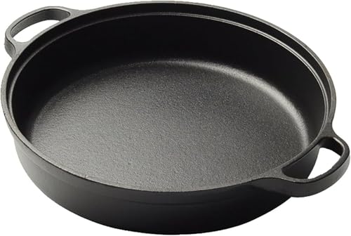 両手 スキレット フライパン IH対応 鋳鉄鍋 ダッチオーブンポット コーティングされていない鋳鉄スキレット ダッチオーブン フラットボトム フライパン ベーキング スープ シチュー用 (22cm,1)