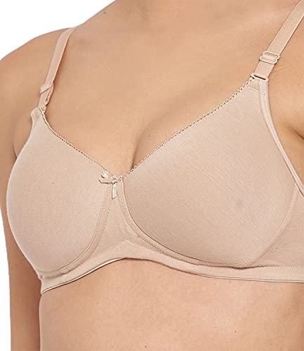 Image of Inner Sense Women's Soft Organic Cotton Bamboo Bra for Women I Comfortable, Padded, Wire Free, Smooth Straps, High Coverage Everyday Tshirt Bra for Women |