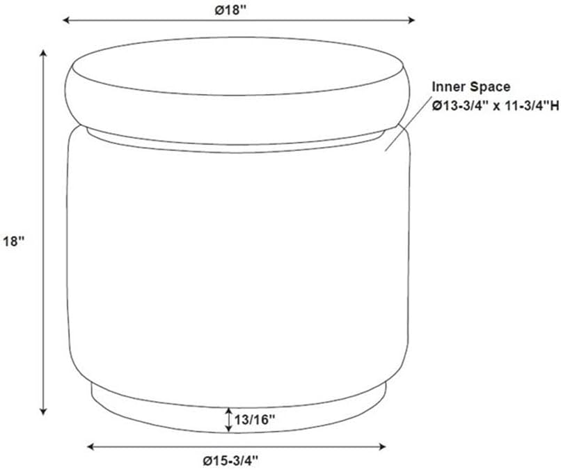 Riverbay Furniture Round Wood Storage Ottoman, Natural Sherpa Fabric Upholstery with Light Wood Trim, 18 in Diameter, Removable Padded Lid, Multifunctional Seating or Footrest for Living Room or