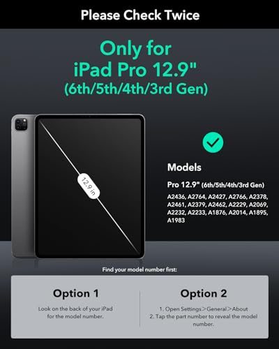 ESR for iPad Pro 12.9 Screen Protector (2022/2021/2020/2018), Tempered-Glass Film with Easy Application Tray, Military-Grade Protection, Scratch Resistant, HD Clarity, Armorite Series, 2 Pack