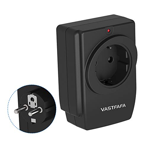 VASTFAFA Steckdosenadapter 1-Fach tragbare Reisebuchse mit Kontrollleuchte, 1 packung, Mehrfachsteckdose Verteiler?mit Kindersicherung?mit Überspannungsschutz 3680W 16A, Schwarz