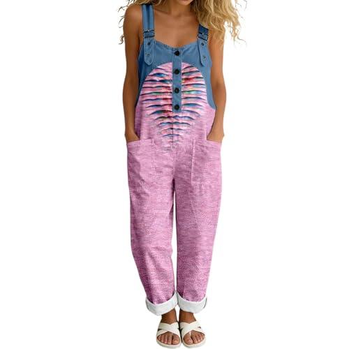 Salopette femme large fluide, combinaison pantalon imprimé sans bretelles