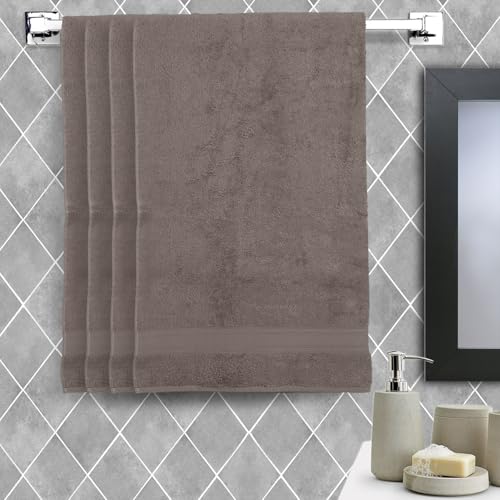 Image of Arvind 100% Cotton Towels for Bath | Towels for Bath Large Size | 500 GSM Bath Towel - Soft & Absorbent | 4 Piece Bath Towel for Men /Women | Urban Comfort | 70 cm x 140 cm - Dark Grey