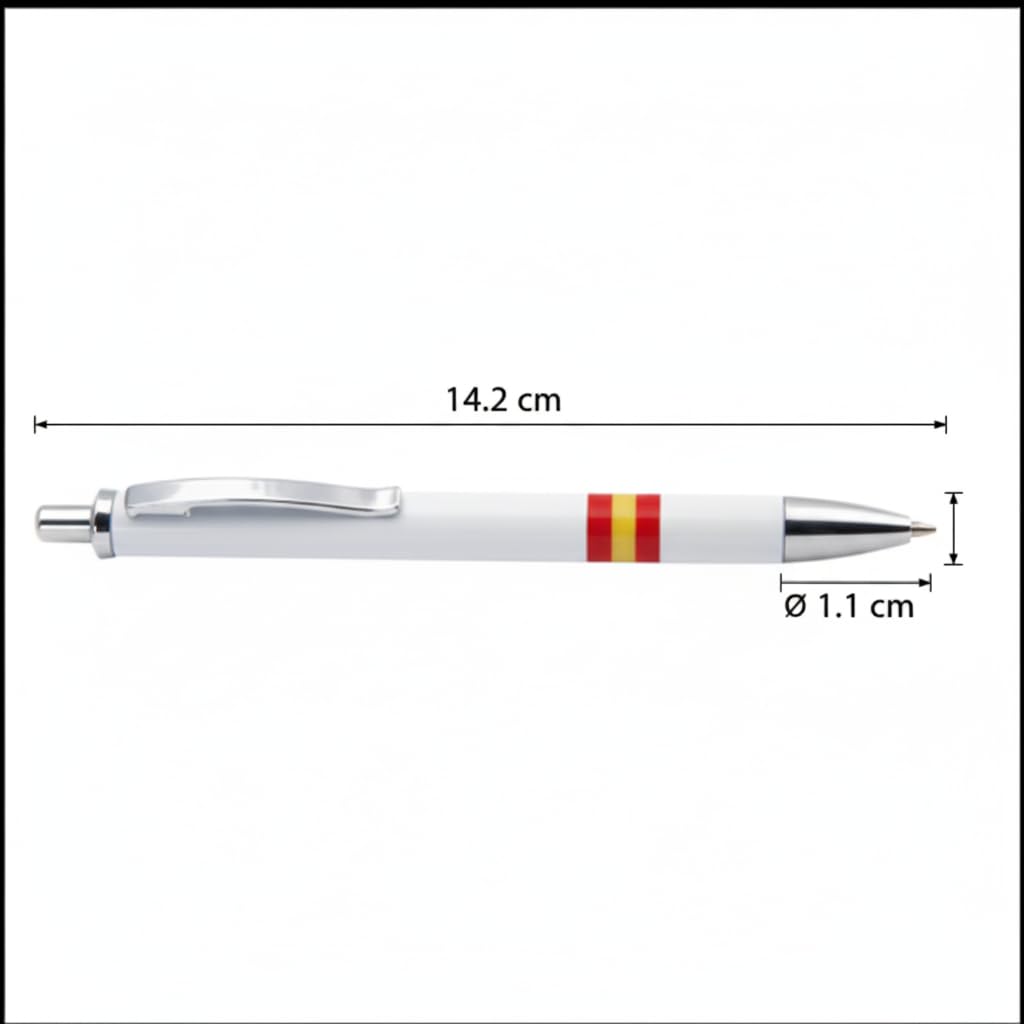 Pack 50 Unidades Bolígrafo Bandera de España – Bolígrafos Blancos de Plástico con Clip Metálico y Tinta Azul – Ideal para Regalos, Souvenirs, Eventos y Merchandising