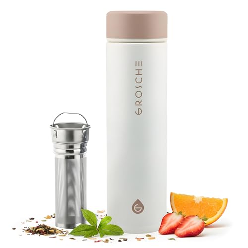 GROSCHE Toronto 16oz Insulated Infuser Flask - Stainless Steel, Leakproof,