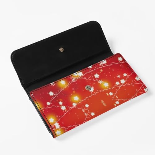 Image of AFPANQZ Leather Wallets for Women Checkbook Wallet with Cit Card Slots | Christmas Cat Print Women's Leather Purse Large Capacity PU Purses with Zipper