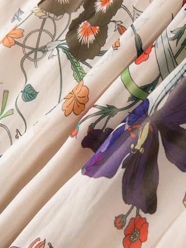 Women Silk Tulle Printed Skirts Summer Slim Thin Elastic Waist Floral Skirt Casual Midi A-Line Skirt3