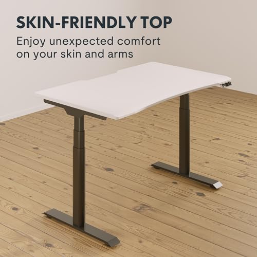 Image of FLEXISPOT E6 Pro Oval Leg Dual Motor 3 Stages Standing Desk 48x30 Inch Skin-Friendly Electric Height Adjustable Whole-Piece Sit Stand Up Desk 150KG Load Capacity (Black Frame + White Desktop)