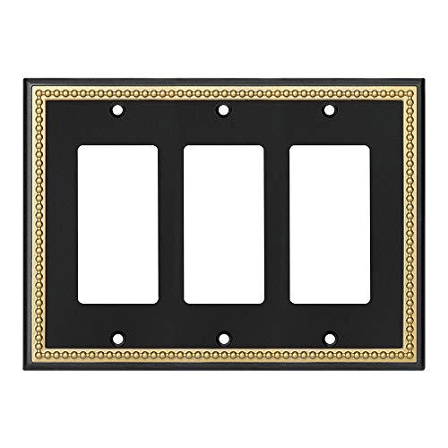 Pearled Frame Decorative Wall Plate Switch Plate Outlet Cover (Triple