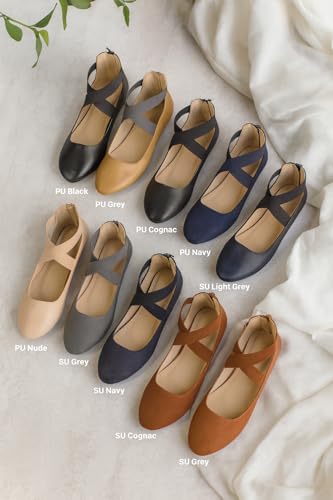 Image of EMMA NEW YORK Ankle Strap Flats for Women, Women Flat Ballerina Shoes, Women's Ballet Flats with Strap
