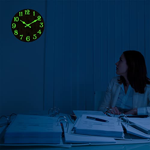 DIYZON Luminous Wall Clock, Silent Non-Ticking 12'' Night Light Wall Clocks Battery Operated, Country Style Wooden Illuminated Wall Clock Decorative for Kitchen, Home, Bedrooms - Image 5