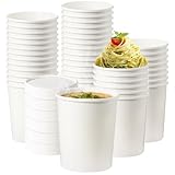 Fit Meal Prep 25 Pack 32 oz White Paper Soup Containers with Lids, Hot or Cold Disposable Restaurant Food Containers, Rolled Rim To Go Ice Cream Cups, Ideal for Salad Stews Frozen Yogurt Dessert