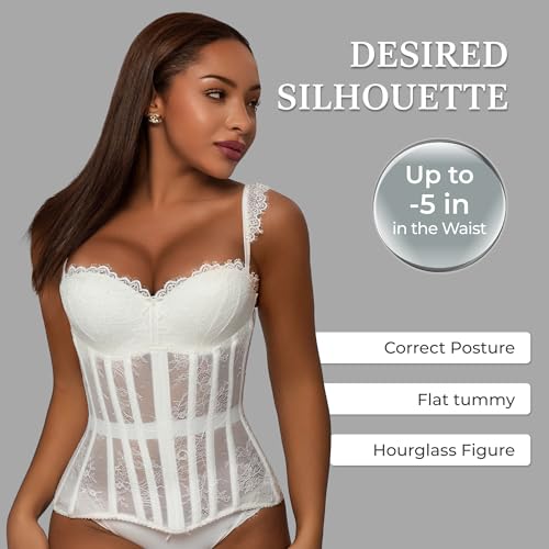 Image of Mesh Corset Waist Trainer for Women - Underbust Corset Lace Up - Waist Cincher Shapewear - Body Shaper