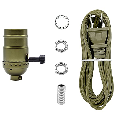 Lamp Light Kit, Antique Brass Repair Or Rewiring Table Lamp Kit, 3 Way Socket And 8 Foot Matching Cord Set With Essential Hardware For Vintage Lamps Or Other Diy Lighting Fixtures #TOP18