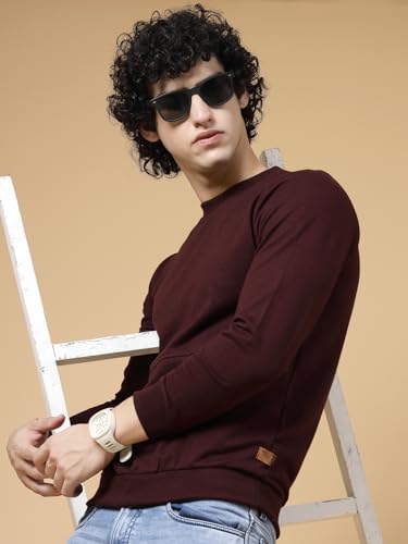 Image of Rigo Terry Solid Printed Winter Wear Sweatshirt for Men | Round Neck Sweatshirt for Men | Full Sleeves Sweatshirt for Men