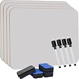 Emballage : Le produit contient 4 tableaux blancs effaçables à sec, 4 stylos noirs et 4 gommes.