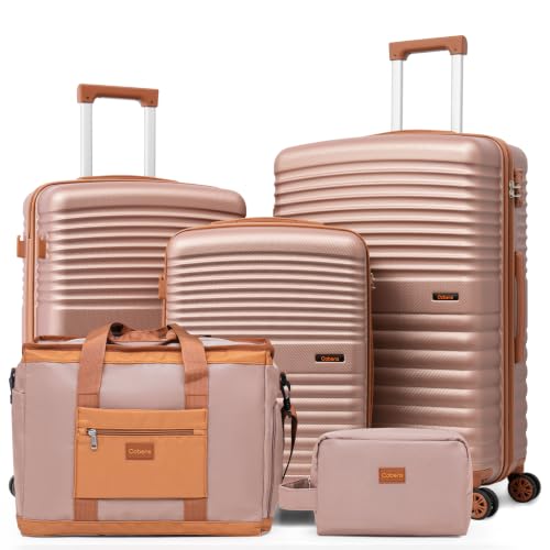 Image of Cobens Luggage Sets 5 Piece, Suitcases with Wheels, 20 inch /24 inch /28 inch,RoseGold