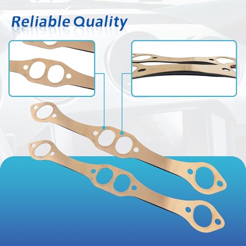 Image of 2PCS for sbc Header gaskets Compatible with Chevy SB 327 305 350 383 Header Collector Gasket,SB Block Hugger Headers Gaskets