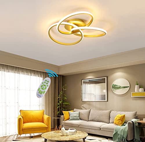Plafonnier LED or dimmable à 3 anneaux pour éclairage de salle à manger