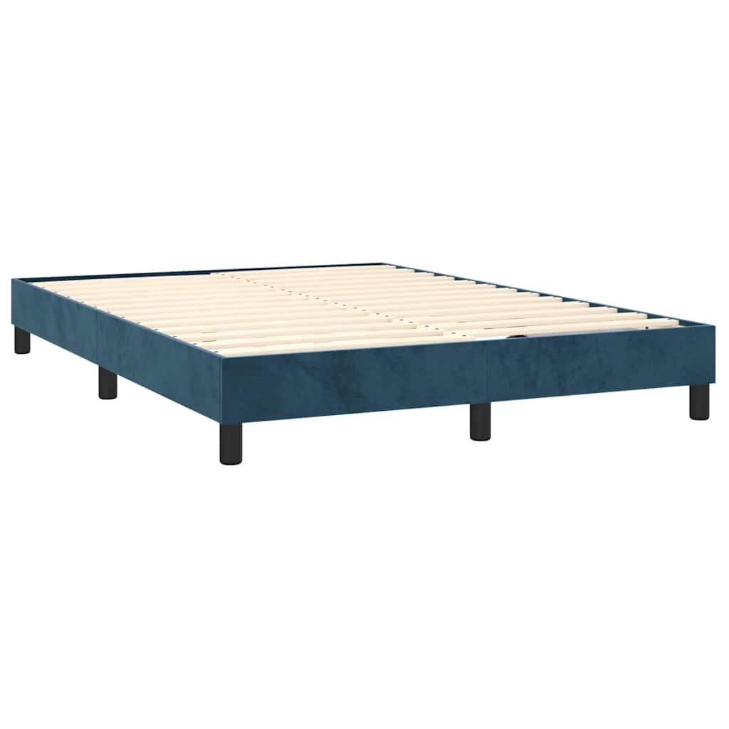 Letto a molle con materasso blu scuro, 140 x 190 cm, in velluto, letto imbottito con testiera regolabile, materasso a molle insacchettate per chi dorme sulla schiena e sulla pancia