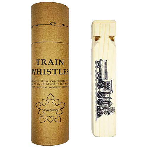 Fartime Wooden Train Whistle With A Beautiful Gift Box, 4 Tone Toddlers Educational Party Favors Toy Gift with Blast Chart for Kids