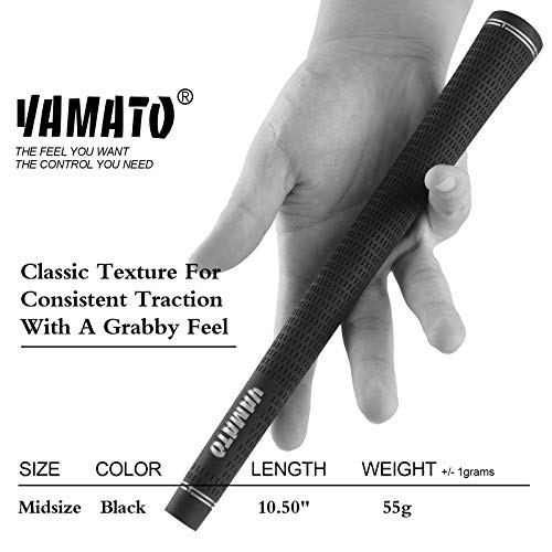 Yamato Black Nature Rubber Golf Grips Set Packed With 13 Piece Mid Size Golf Irons Grips,All Weather Golf Grip #TOP6