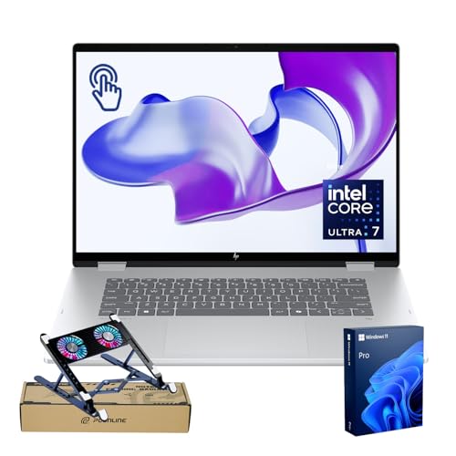 HP OmniBook 7 Flip (Envy Next Updated) 16' 2-in-1 Business Laptop, FHD+ Touch, Intel Core Ultra 7 258V, 32GB Onboard RAM, 1TB SSD, Backlit KB, Wi-Fi 7, Win11 P, Silver Bundle with PCO Laptop Cooler