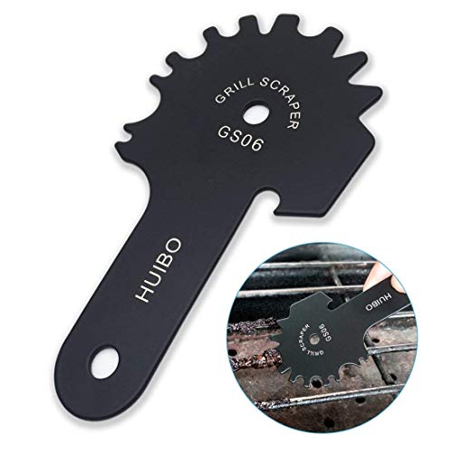 Grill Scraper BBQ Cleaner Barbecue Stainless Steel Universal Effective Quick Tool Long Handle with Bottle Opener Griddle Cleaner Include S-Hook Black